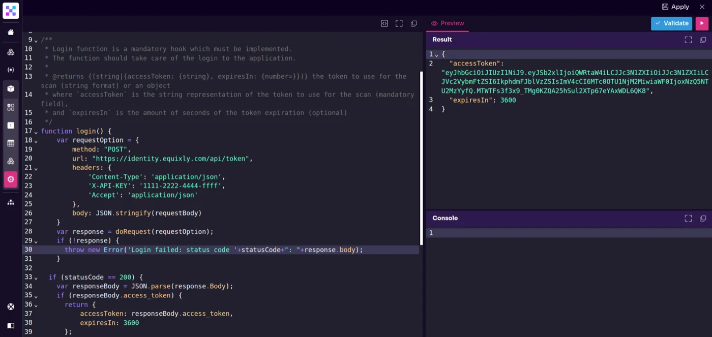 Custom script editor