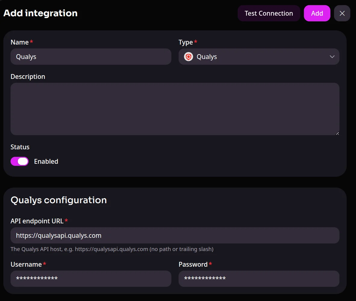 Qualys integration with Equixly